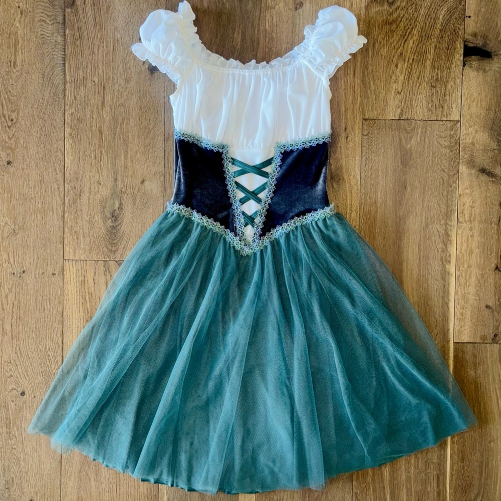 Weissman Maiden Ballet dress costume sage white corset velvet child large